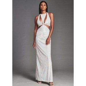 retrofete Millie Dress Geo White Sequin Embellished Cut Out